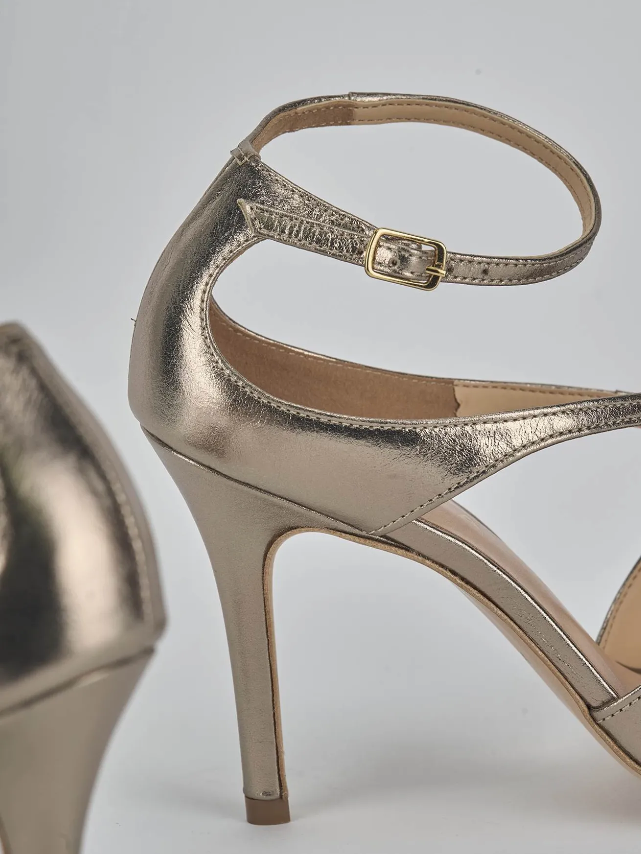 Sandali tacco 9cm laminato argento
