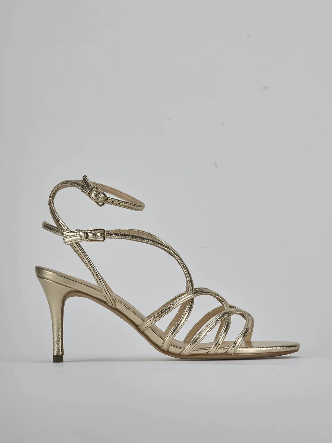 Sandali tacco 8cm laminato oro