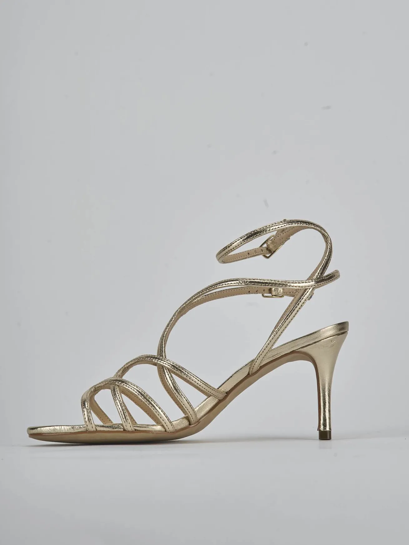 Sandali tacco 8cm laminato oro