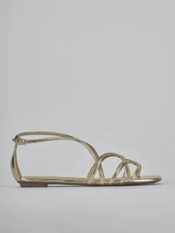 Sandali tacco 1cm laminato oro