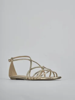 Sandali tacco 1cm laminato oro