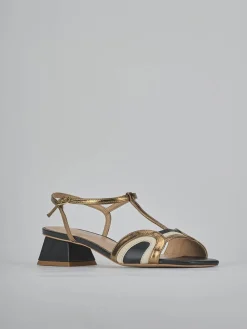 Sandali tacco 4cm laminato nero