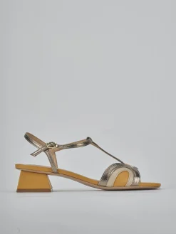 Sandali tacco 4cm laminato giallo