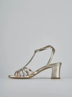 Sandali tacco 5cm laminato oro