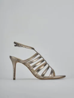 Sandali tacco 9cm laminato argento