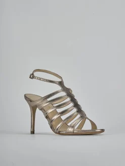 Sandali tacco 9cm laminato argento