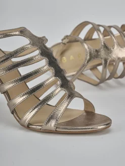 Sandali tacco 9cm laminato argento