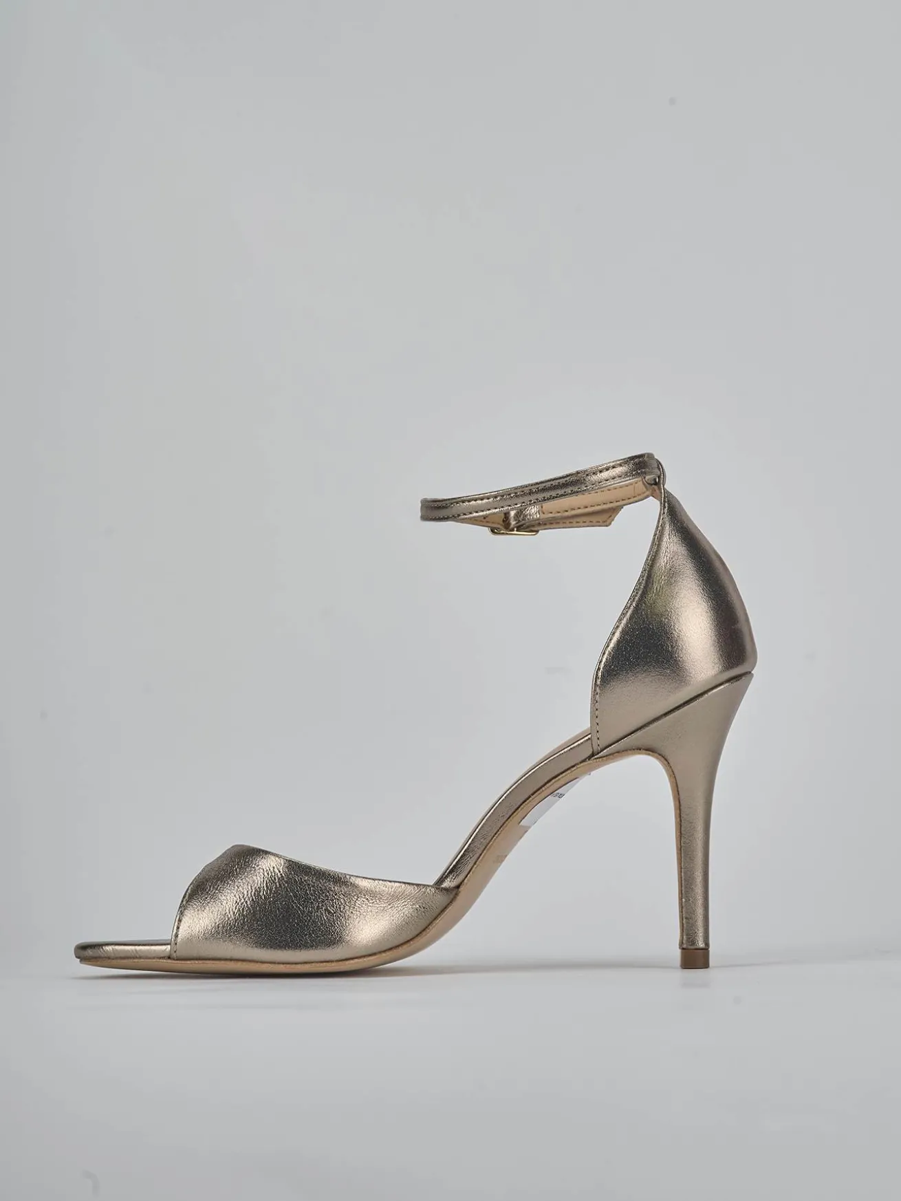 Sandali tacco 9cm laminato oro