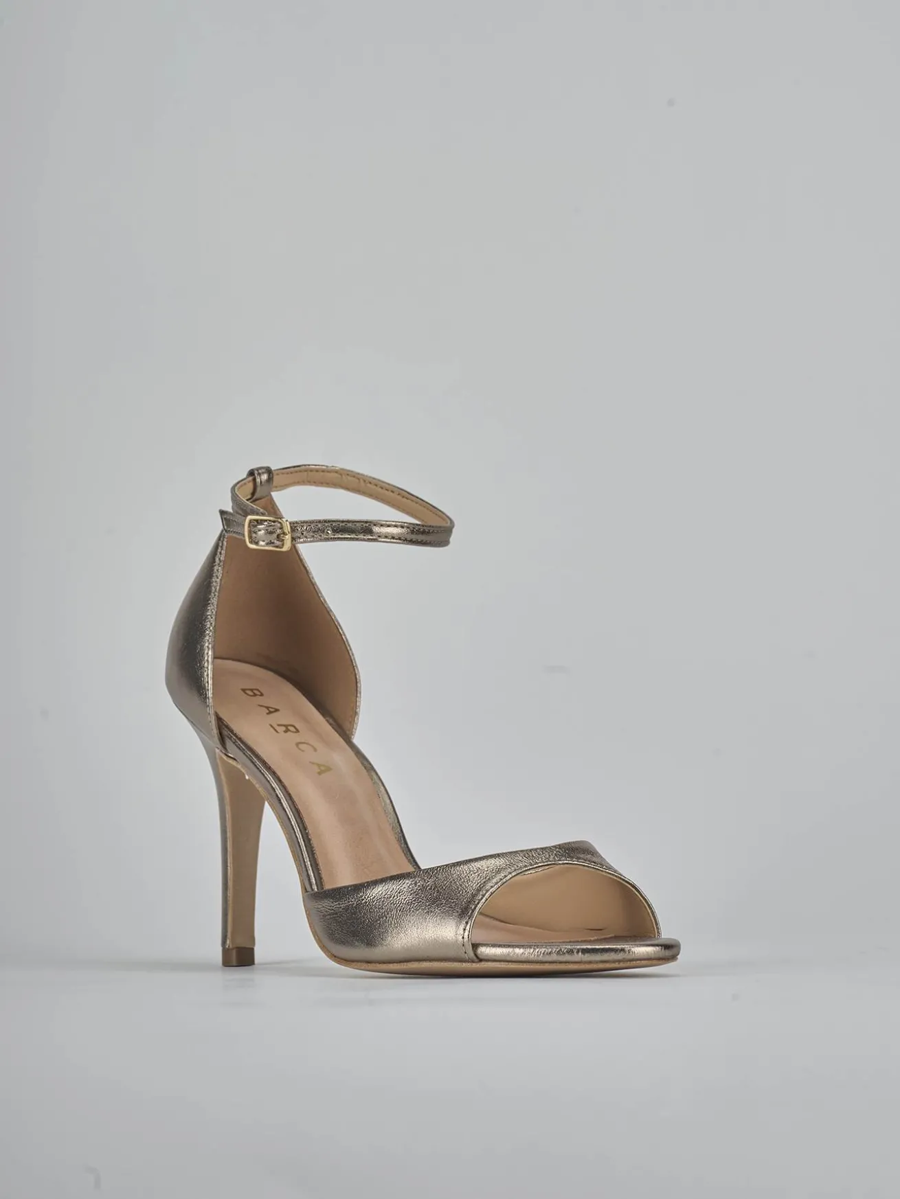 Sandali tacco 9cm laminato oro