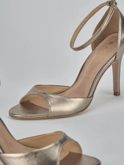 Sandali tacco 9cm laminato oro