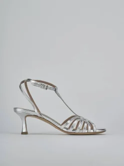 Sandali tacco 5cm laminato argento