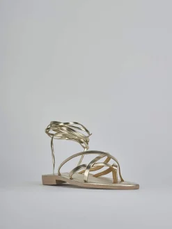 Sandali tacco 1cm laminato oro