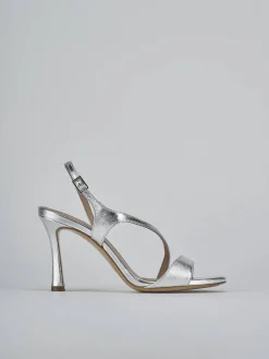 Sandali tacco 9cm laminato argento