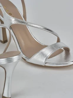 Sandali tacco 9cm laminato argento