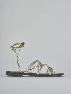 Sandali tacco 1cm laminato oro