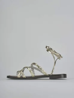 Sandali tacco 1cm laminato oro