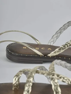 Sandali tacco 1cm laminato oro