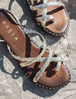 Sandali tacco 1cm laminato oro