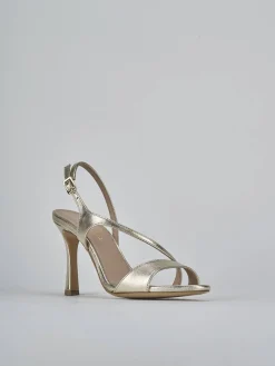 Sandali tacco 9cm laminato oro