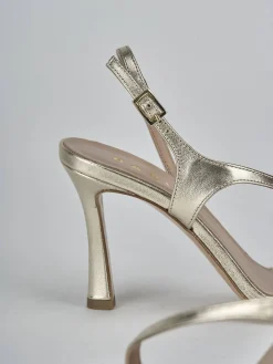Sandali tacco 9cm laminato oro