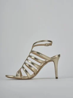 Sandali tacco 9cm laminato oro