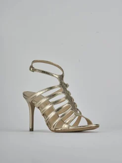 Sandali tacco 9cm laminato oro
