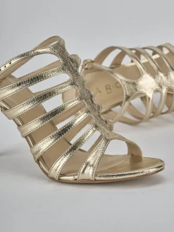 Sandali tacco 9cm laminato oro