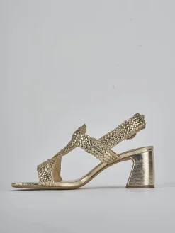 Sandali tacco 6cm laminato oro