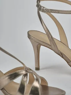Sandali tacco 6cm laminato argento