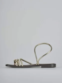 Sandali tacco 1cm laminato oro