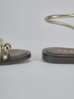 Sandali tacco 1cm laminato oro