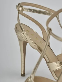 Sandali tacco 10cm laminato oro