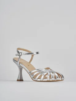 Sandali tacco 6cm pelle argento