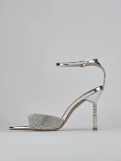 Sandali tacco 9cm pelle argento