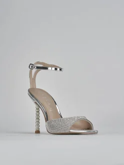Sandali tacco 9cm pelle argento