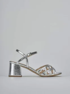 Sandali tacco 5cm pelle argento