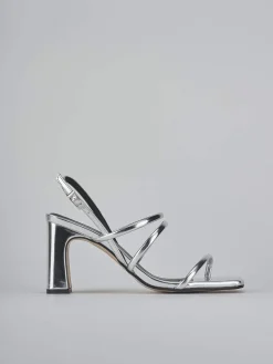 Sandali tacco 8cm pelle argento