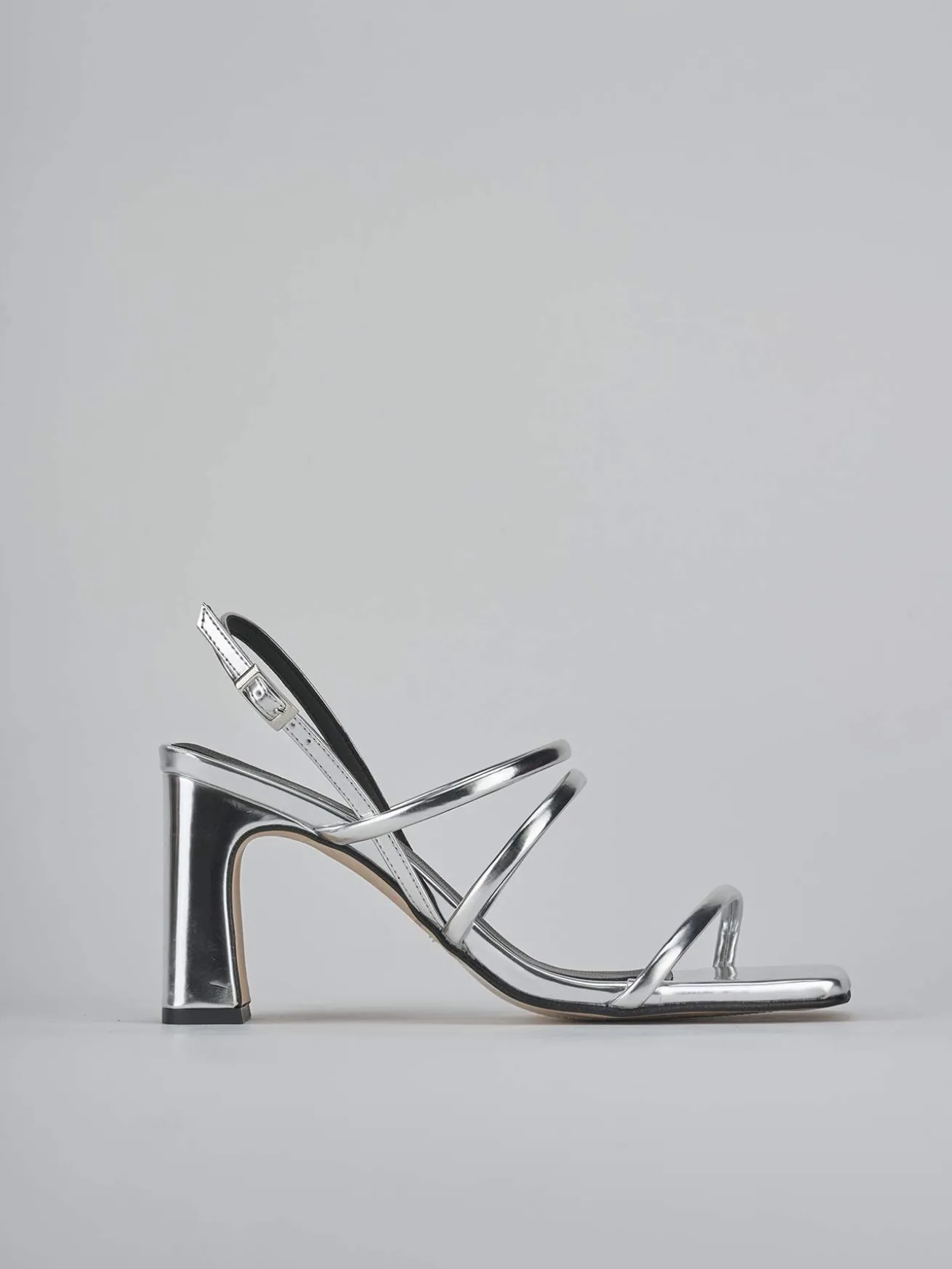 Sandali tacco 8cm pelle argento