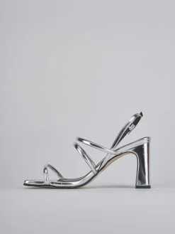 Sandali tacco 8cm pelle argento