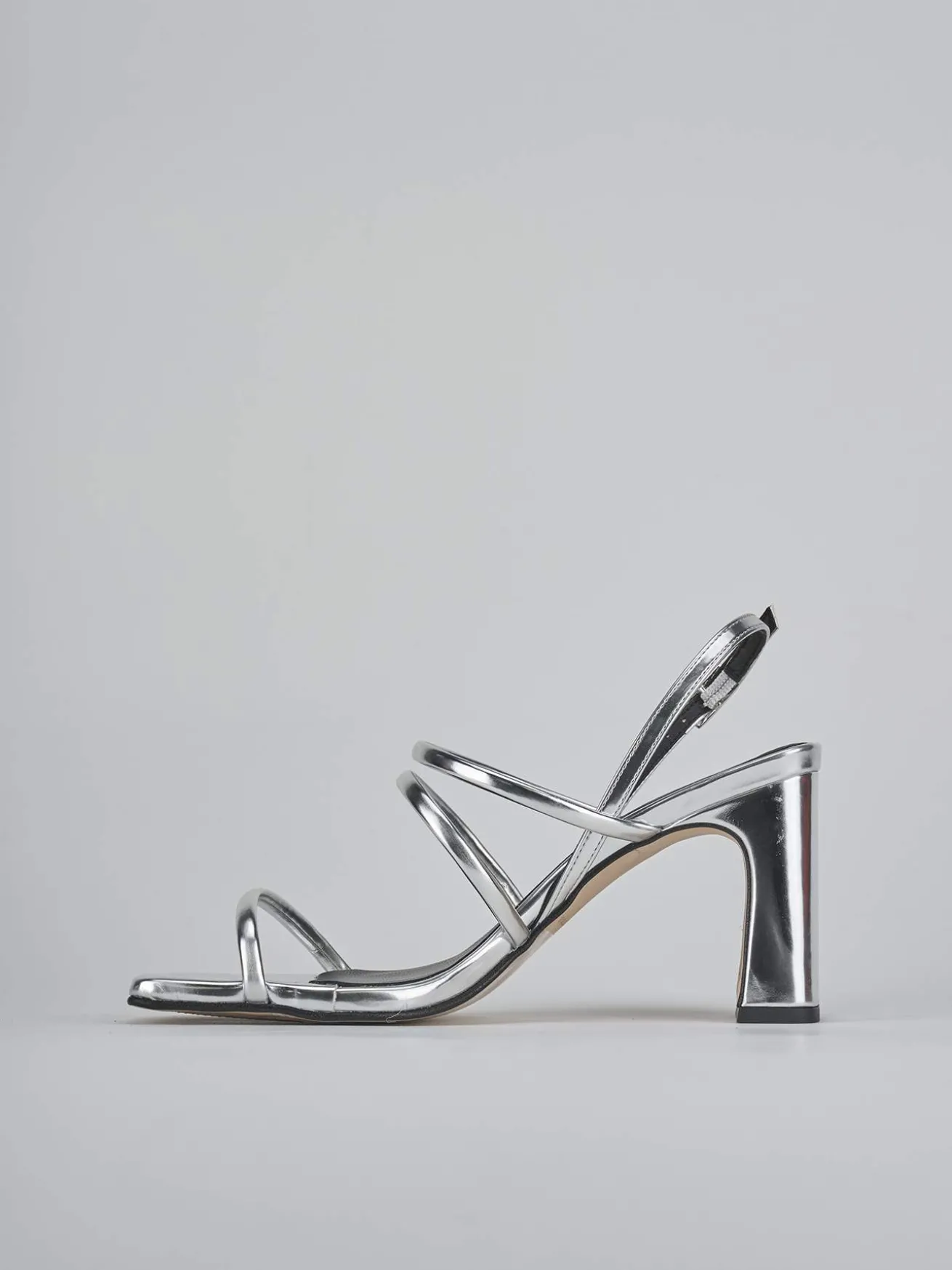 Sandali tacco 8cm pelle argento