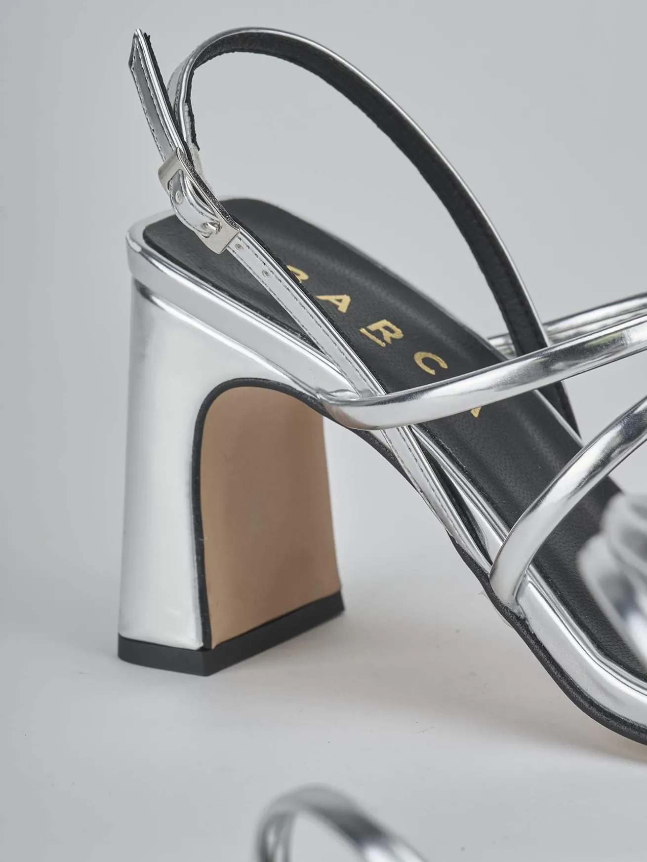 Sandali tacco 8cm pelle argento