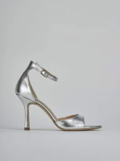 Sandali tacco 9cm pelle argento