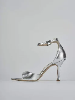 Sandali tacco 9cm pelle argento