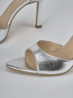 Sandali tacco 9cm pelle argento