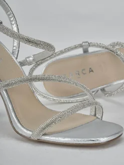 Sandali tacco 10cm pelle argento