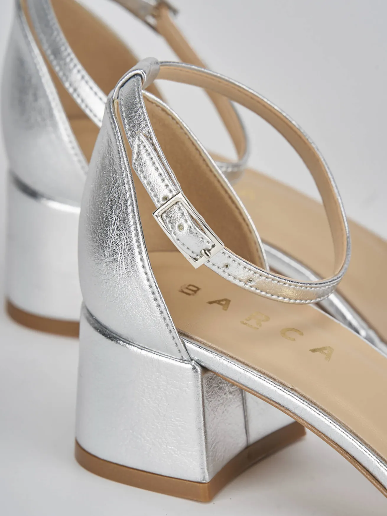 Sandali tacco 5cm pelle argento