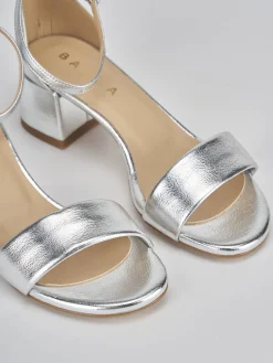 Sandali tacco 5cm pelle argento
