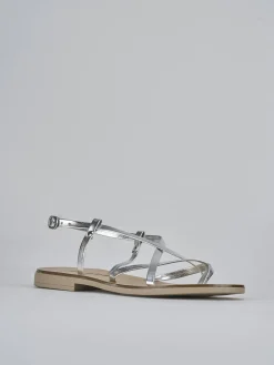 Sandali tacco 1cm pelle argento