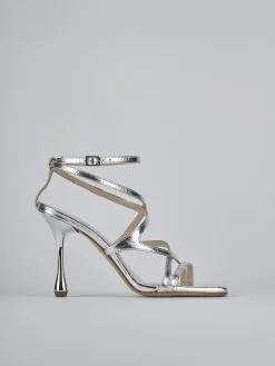 Sandali tacco 8cm pelle argento