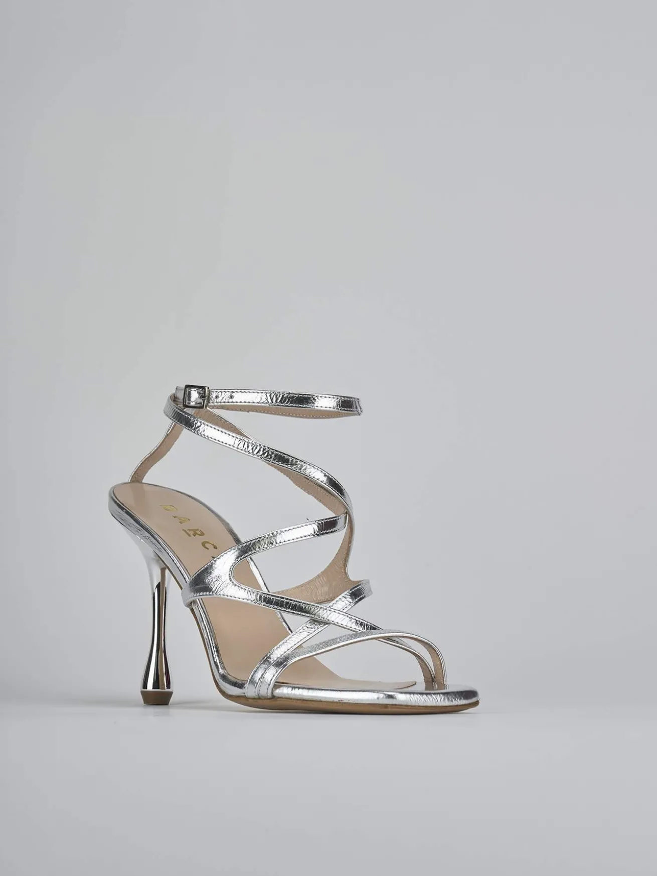 Sandali tacco 8cm pelle argento